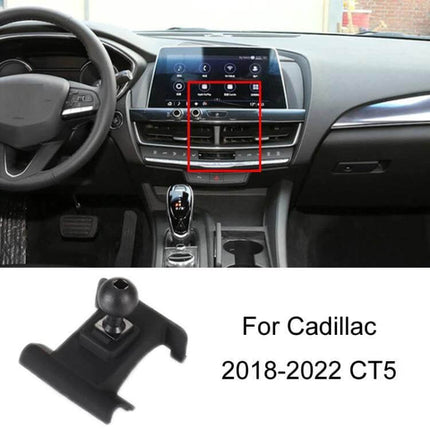 Cadillac Dashboard Phone Mount For Navigation Left Hand Drive clip-on base installed on CT5 dashboard for secure GPS navigation and hands-free use