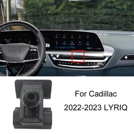 Cadillac Dashboard Phone Mount For Navigation Left Hand Drive securely clipped to dash near center console for GPS navigation and hands-free calls