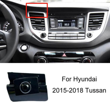 Dashboard Clip-On Navigation Bracket for Hyundai Cars installed on 2015-2018 Tucson dashboard near air vent, secure clip-on phone mount
