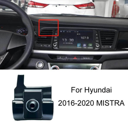 Dashboard Clip-On Navigation Bracket for Hyundai Cars installed on Mistra dashboard vent, compact clip-on mount keeps phone stable for navigation