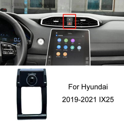 Car Navigation Bracket Base For Left Hand Drive Dashboard clipped onto Hyundai IX25 2019-2021 left-side dash vent area, plastic secure mount