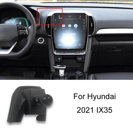 Car Navigation Bracket Base For Left Hand Drive Dashboard clipped to left side of Hyundai 2021 IX35 dash, plastic base holds navigation or phone securely