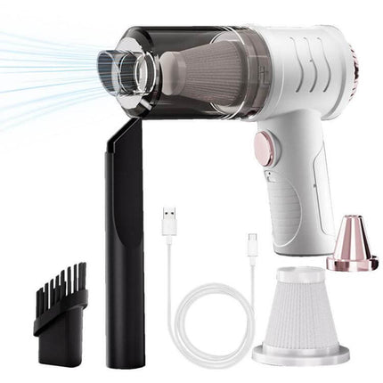 Mini Powerful Car Wireless Vacuum For Quick Home Cleanups compact cordless vacuum with Type-C cable, nozzle and brush attachments, 150ml dust cup