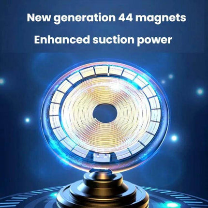 Car Magnetic Wireless Phone Holder 15W For In Car Charging showing new generation 44 magnets and enhanced suction power close-up