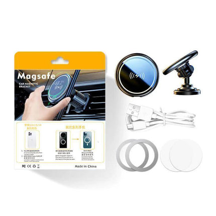 Car Magnetic Wireless Phone Holder 15W For In Car Charging - magsafe magnetic mount with outlet and stick-on installation, aluminum alloy