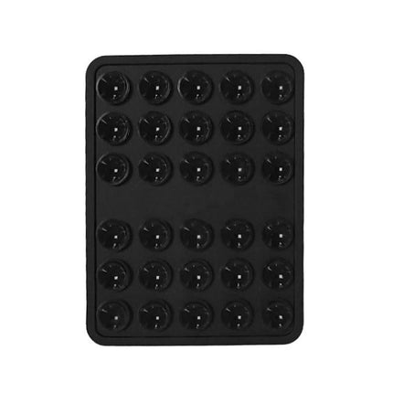 Silicone Double-Sided Suction Cup Holder for Mobile Phones on dashboard or desk, black silicone pad with multiple suction cups