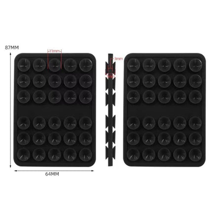 Silicone Double-Sided Suction Cup Holder for Mobile Phones on desk and dashboard, soft durable silicone double-sided black suction pad