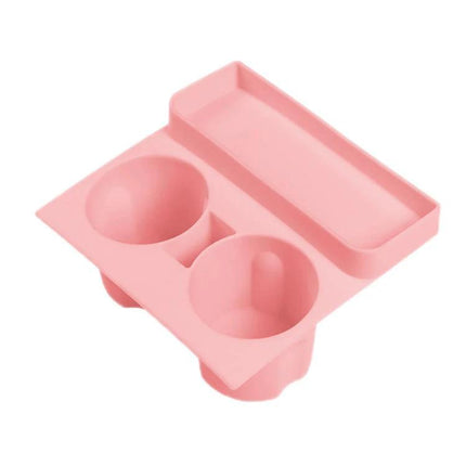 Integrated Silicone Storage Cup Holder for Tesla Center Console - pink low-profile silicone organizer with dual cup slots and small tray