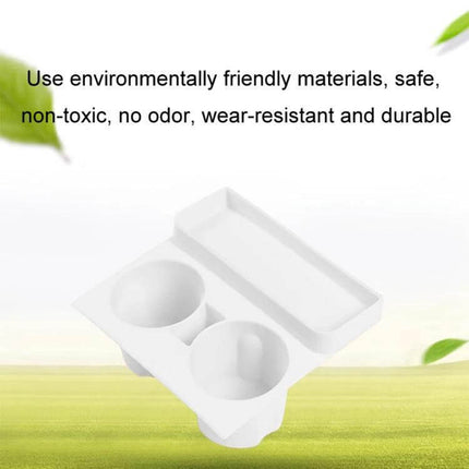 Integrated Silicone Storage Cup Holder for Tesla Center Console - white eco-friendly silicone console organizer with dual cup slots and small tray