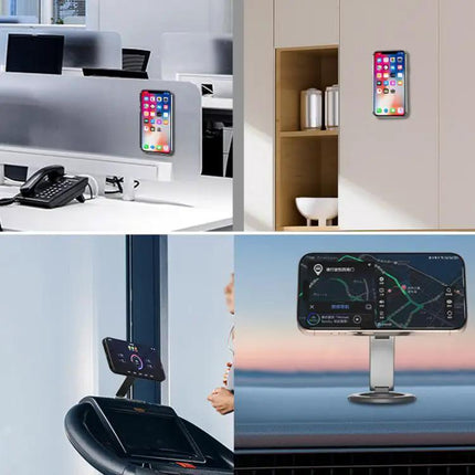 Foldable Double-sided Magnetic Phone Holder Gym Car Universal Stand, Basic Black, Basic Silver, Mirror Type Black, Mirror Type Silver