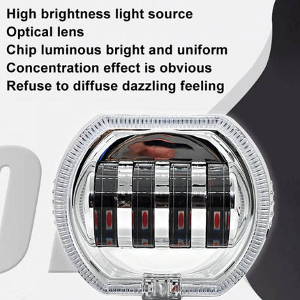 Motorcycle LED Headlight With Double Lens, 4 Color Options - 40W IP68 aluminum housing, bright optical lens for motorcycles and e-bikes