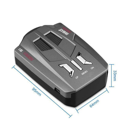Car Radar Speed Detector for Everyday Driving Safety compact grey radar detector device with dimensions 95x64x33mm for highway and urban use