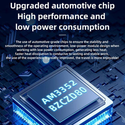 Wireless Adapter for CarPlay and Android Auto Upgrade in Black - close-up of upgraded automotive chip with LED indicator, high performance and low power