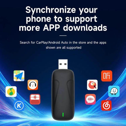 Wireless Adapter for CarPlay and Android Auto Upgrade in Black - USB wireless car dongle with LED indicator connecting iPhone and Android for wireless CarPlay/Android Auto
