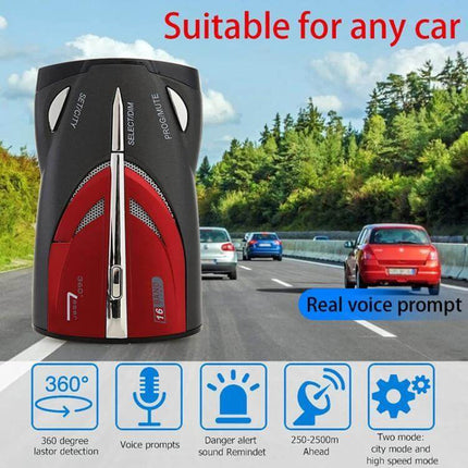 Portable Car Radar Speed Detector with Language Support - portable omni-directional radar detector with real voice alerts for city and highway driving
