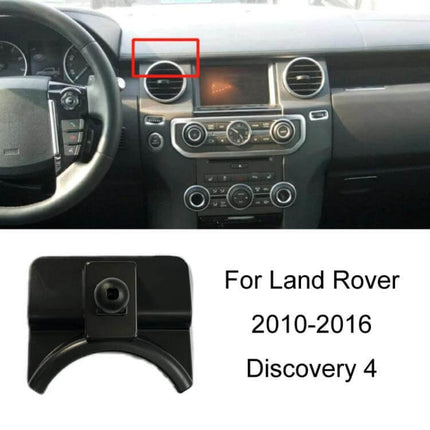 Phone Navigation Bracket for Land Rover Dashboard Mount installed in Discovery 4 dashboard near vents, snap-on car card position, stable on rough roads