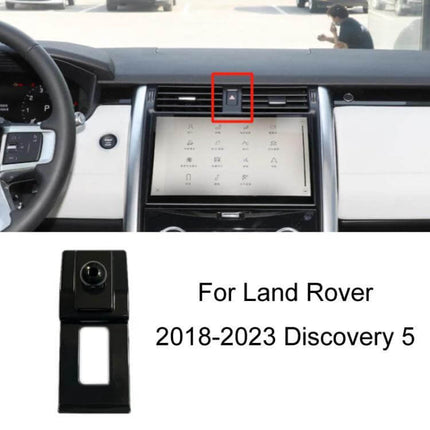 Phone Navigation Bracket for Land Rover Dashboard Mount installed in Discovery 5 dashboard vent snap-on position, keeps phone reachable without blocking view