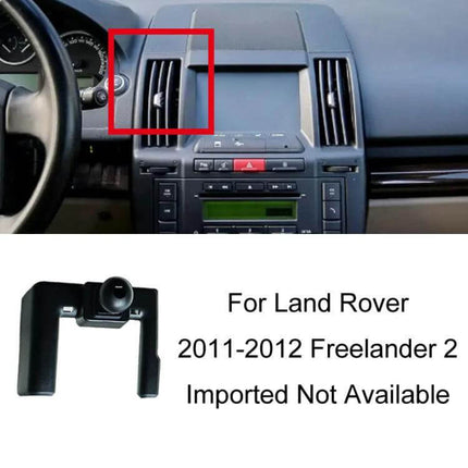 Phone Navigation Bracket for Land Rover Dashboard Mount installed near vent on Freelander 2 dashboard, snap-on car card position