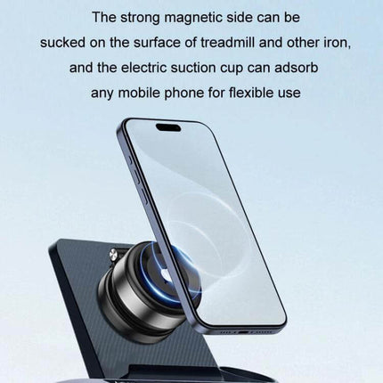 Car Navigation Vacuum Magnetic Suction Cup Multifunctional Bracket showing phone on magnetic end and electric suction cup mounted on flat surface