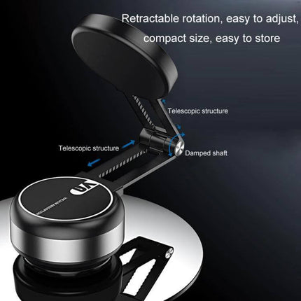 Car Navigation Vacuum Magnetic Suction Cup Multifunctional Bracket on car dashboard showing telescopic magnetic top and electric suction base
