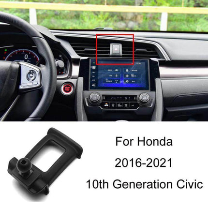 Honda Left Hand Drive Car Phone Navigation Holder Mount securely snapped on dashboard vent for 2016-2021 10th Gen Civic, stable hands-free GPS viewing