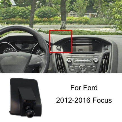 Car Phone Holder For Dashboard Clip On Mount Universal Fit shown clipped to Ford Focus 2012-2016 dashboard for hands-free navigation