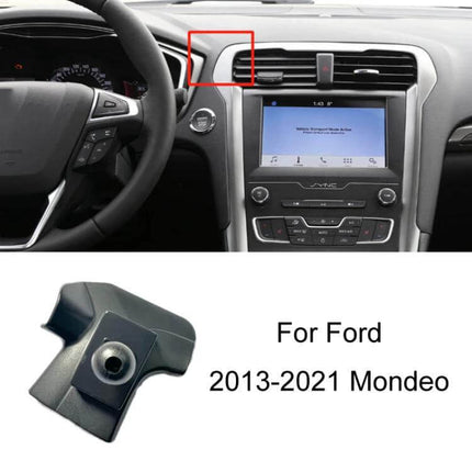 Car Phone Holder For Dashboard Clip On Mount Universal Fit shown clipped to Ford Mondeo 2013-2021 dashboard air vent for hands-free navigation