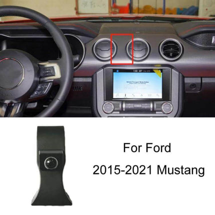 Car Phone Holder For Dashboard Clip On Mount Universal Fit shown clipped to Ford Mustang 2015-2021 dashboard air vent