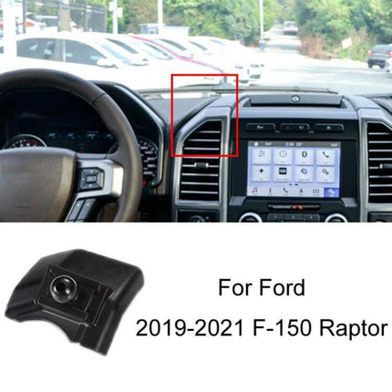 Car Phone Holder For Dashboard Clip On Mount Universal Fit attached to Ford F-150 dashboard near air vent, stable clip-on mount for navigation and hands-free use
