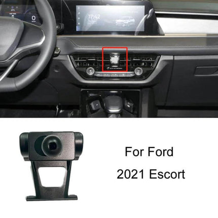Car Phone Holder For Dashboard Clip On Mount Universal Fit shown clipped to Ford 2021 Escort dashboard vent for hands-free navigation