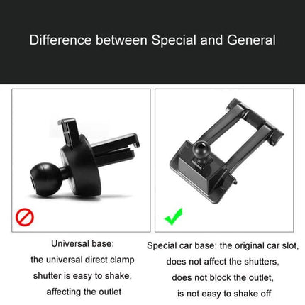 Ford Left-Hand Drive Car Phone Holder for Dash Navigation clip-on dashboard and vent mount showing universal vs special base comparison