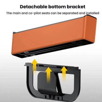 Car Seat Seam Storage Box Universal Organizer For In Seat Gaps detachable bottom bracket showing removable insert and installation arrows