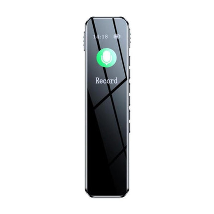Voice Recorder for Everyday Notes and Music Enjoyment - compact black digital recorder with record icon, slim 100x25x12mm design for meetings and commutes