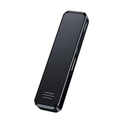 Voice Recorder for Everyday Notes and Music Enjoyment - compact black pocketable recorder with buttons and speaker grille, 100x25x12mm, 20-hour battery
