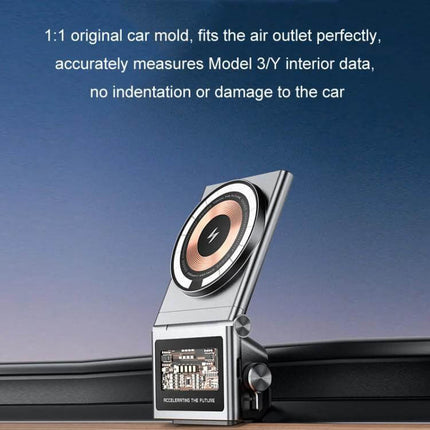 Car Air Outlet Wireless Charging Phone Holder For Tesla Model Y vent-mounted 15W Qi charger ABS glass panel no-glue install fits Model Y air outlet