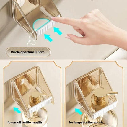 Wall-Mounted Organizer for Bathroom Shower Essentials at Home - no-drill wall/door mount soap and shampoo holder showing adjustable bottle mouth fit