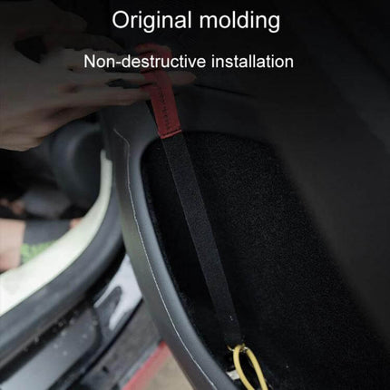 Door Emergency Pull Cord For Tesla Model Three And Y - nylon 24x2.5cm non-destructive installation showing cord fitted to Model 3/Y door emergency switch