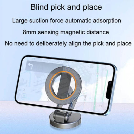 Universal Foldable Car Phone Holder For Safe Driving Rotating Magnetic compact 8mm magnetic mount on car dashboard showing horizontal phone navigation