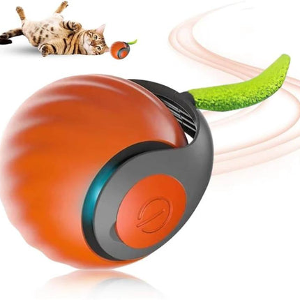 TUTU Rolling Ball for Cats' Everyday Home Entertainment interactive orange toy ball with tail for indoor cat play and exercise