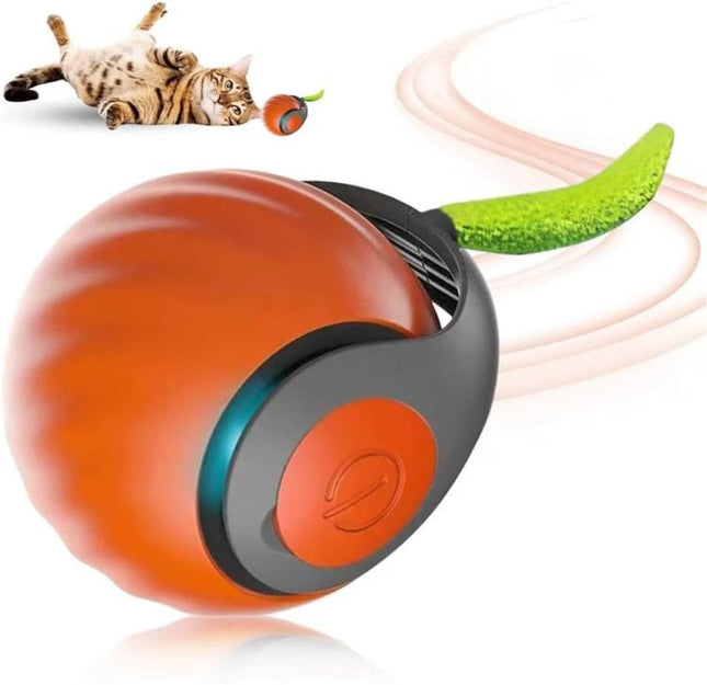 TUTU Rolling Ball for Cats' Everyday Home Entertainment interactive orange toy ball with tail for indoor cat play and exercise