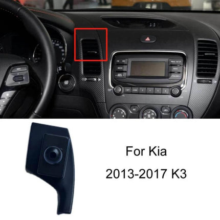 Dashboard Car Phone Holder for Left-Hand Drive Models snap-on dashboard mount installed near left air vent in Kia K3 2013-2017