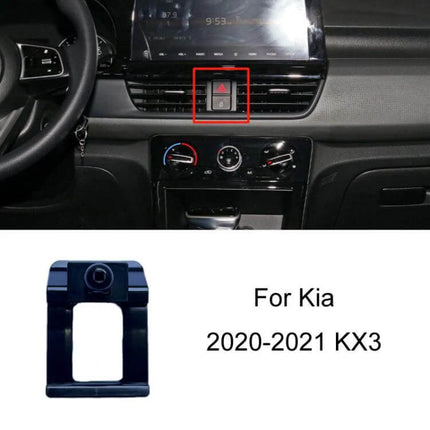 Dashboard Car Phone Holder for Left-Hand Drive Models installed on Kia 2020-2021 KX3 dashboard air outlet snap-on plastic mount