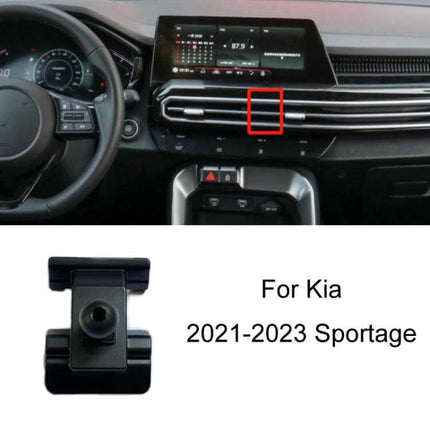 Dashboard Car Phone Holder for Left-Hand Drive Models mounted on Kia Sportage 2021-2023 dashboard vent snap-on plastic GPS and hands-free holder