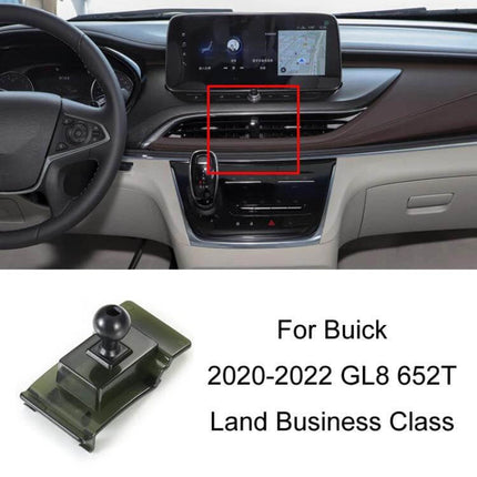 Firstland Buick Left Hand Drive Phone Navigation Bracket mounted on Buick dashboard air vent showing phone display and clip-on base