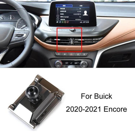 Firstland Buick Left Hand Drive Phone Navigation Bracket mounted on Buick dashboard vent for 2020-2021 Encore, clip-on phone navigation holder