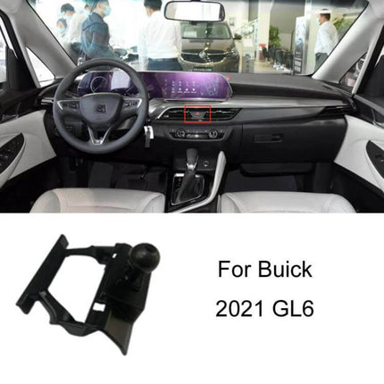 Phone Navigation Bracket Base For Dash Mount In Cars compact clip-on plastic mounting base installed on Buick GL6 dashboard
