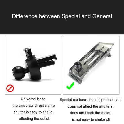 Phone Navigation Bracket Base For Dash Mount In Cars - comparison image showing universal clip base vs special car base, plastic dash/vent mount