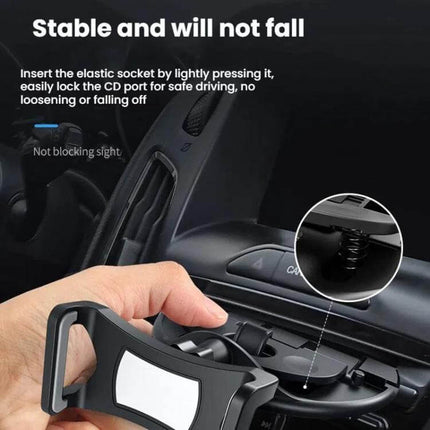 Car CD Slot Phone Holder Automatic Lock Type Black - black CD slot mount with automatic lock and silicone pad fits 4.7-7.1in phones, stable installation