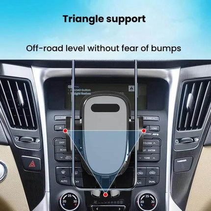 Car CD Slot Phone Holder Automatic Lock Type Black securely mounted in CD slot with triangle support, soft silicone pad, fits 4.7–7.1 inch phones