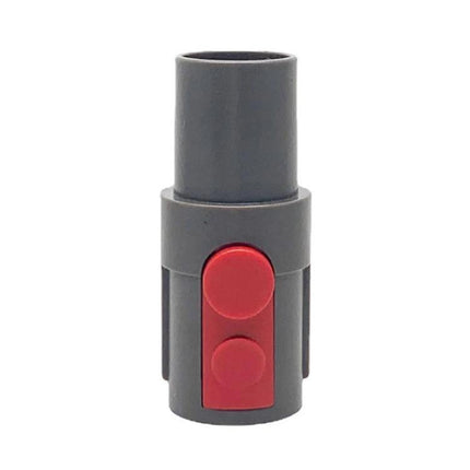 Adaptor for Connecting Dyson V7 and V8 Vacuums to 32mm Hoses - grey plastic adapter with red release buttons for attaching 32mm hoses